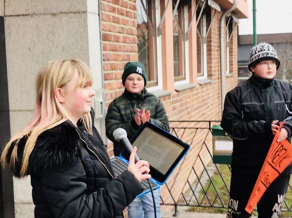 Klimastreik, Flisa, klimabrøl, lørdag 8. februar 2020. Foto: Øistein Wien