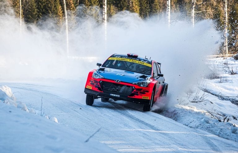 VINTEREVENTYR: Det er duket for perfekte forhold under årets andre NM-runde. Foto: Fabien Dufour Worldwide/Hyundai Motorsport