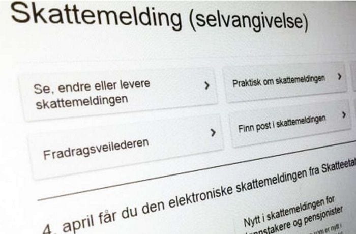 SELVANGIVELSEN: Nå kommer skattemeldingen. Skjermdump