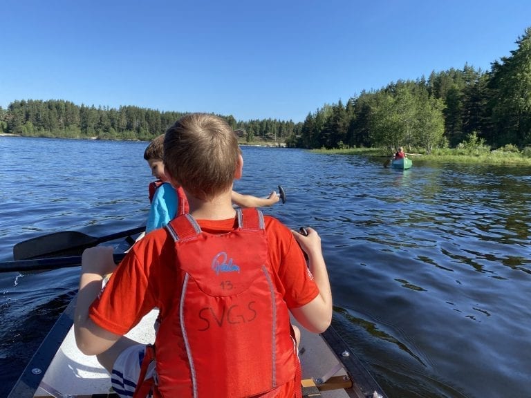 UT I NATUREN: Finnskogen Friluftsråd dekker kommunene Elverum, Åsnes og Grue, og arrangerer Friluftslivskole i alle kommunene nå i sommer. Her fra Friluftslivskolen i Elverum som er denne uka. Foto: Finnskogen Friluftsråd