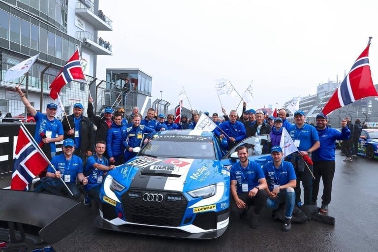 UTGÅR: Møller Bil vil ikke sende ansatte og samarbeidspartnere til Tyskland på grunn av koronapandemien. Derfor blir det ingen løp for Møller Bil Motorsport på Nürburgring i år. Foto: Møller Bil Motorsport.