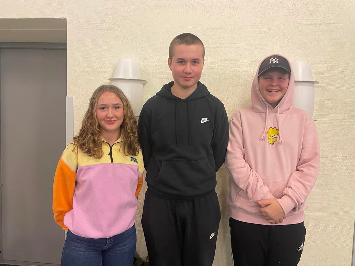JOBBER FOR UNGDOM I AFRIKA: Erika Telle Sparby (15), Sander Løbakk (14) og Jonathan Hansen (15) jobbet på Åsnes ungdomsskole for å tjene penger til ungdom i Sør-Afrika. Foto: Adele Dragsnes.