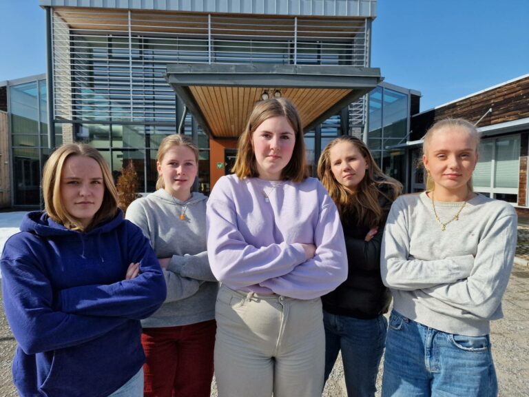 KJEMPER FOR LÆRERNE: Elevene i 9. klasse ved Våler barne- og ungdomsskole er kritiske til den store nedbemanningen som er på trappene. Fra venstre Silje Ottosen, Signe Vingeng Bjervamoen, Rakel Osrønningen, Ragna Eriksen og Eline Gundersen.