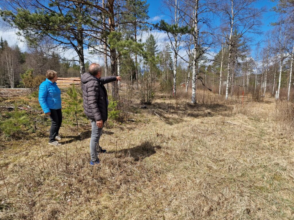 PÅ PYNTEN: For å få plass til parkeringsplasser og bygg, vil bygget strekke seg ut over dagens gruslagte parkeringsplass. Brøytestikker er satt ut for å markere veggene.