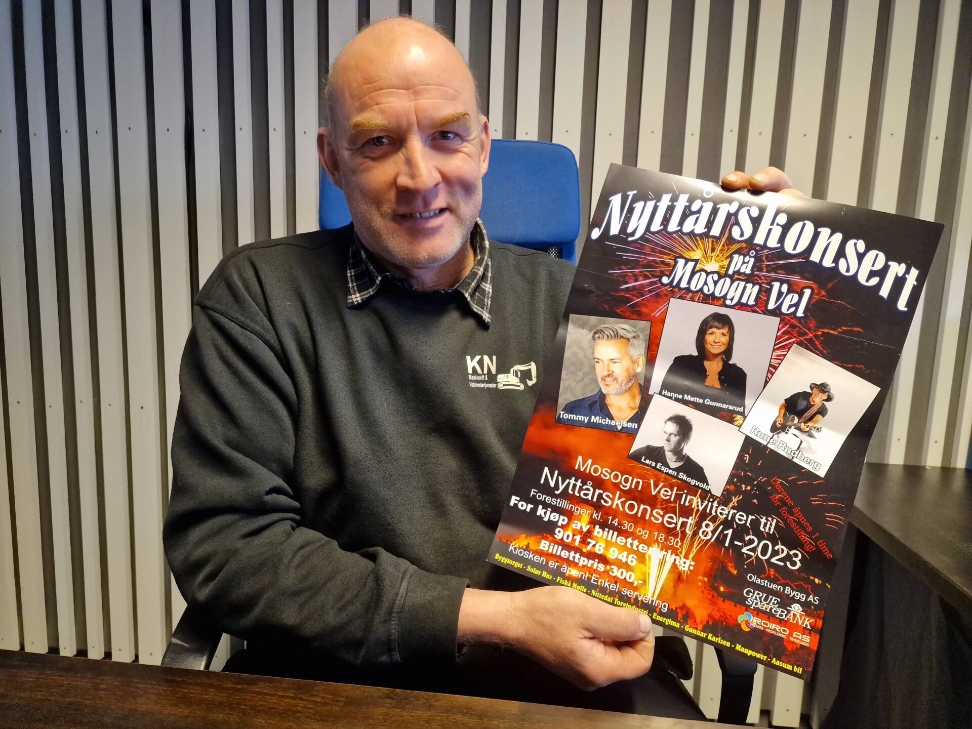 KONSERT FOR STRØM: Kjetil Nordby i Mosogn Vel kan lokke med topp artister til årets nyttårskonsert. Overskuddet går til å betale strømregninga.