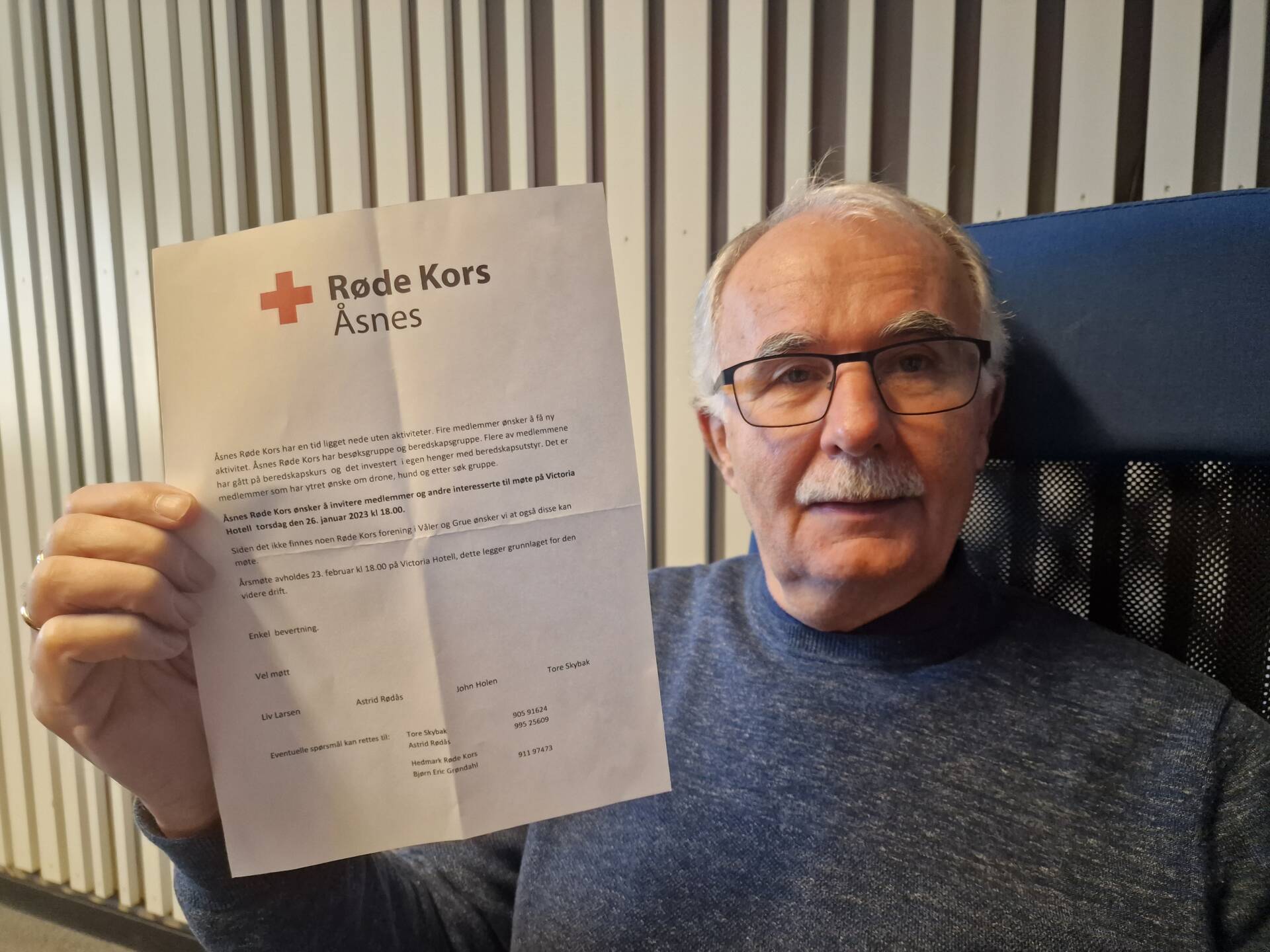 HÅPER FOLK BLIR MED: Tore Skybak er én av fire initiativtakere til å blåse nytt liv i Røde Kors lokalt. Først blir det informasjonsmøte på Victoria Hotell.